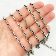 Oxidized Sterling Silver Diamond Cut Box Link Chain